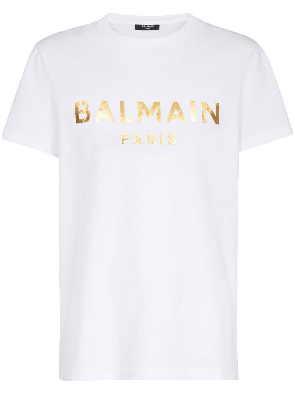 BALMAIN WHITE METALLIC LOGO T-SHIRT