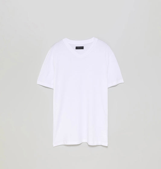 LEFTIES BASIC V NECK TEES - WHITE